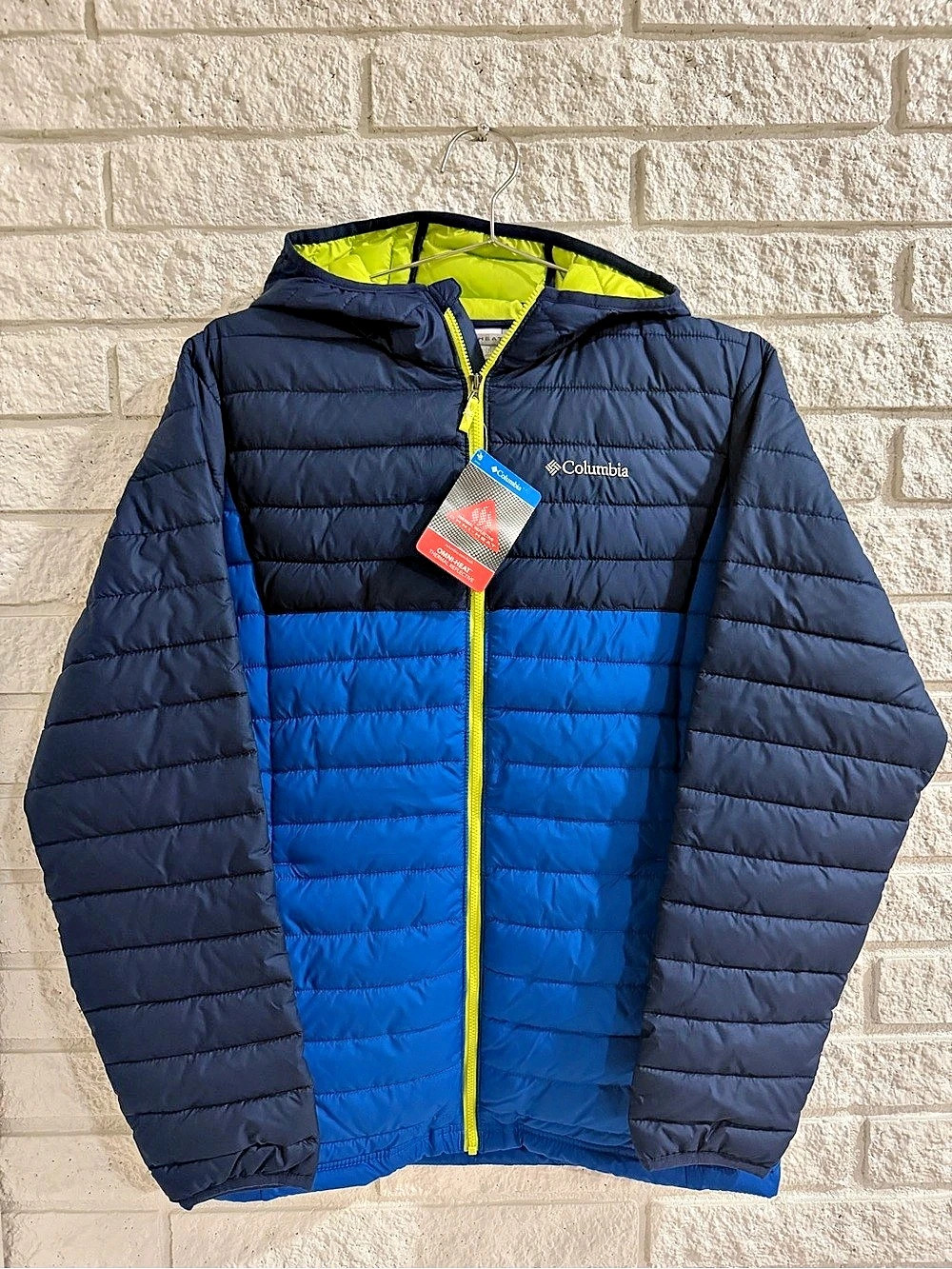 Columbia Powder Lite Hooded Jacket Color Block Blue & Green XL
